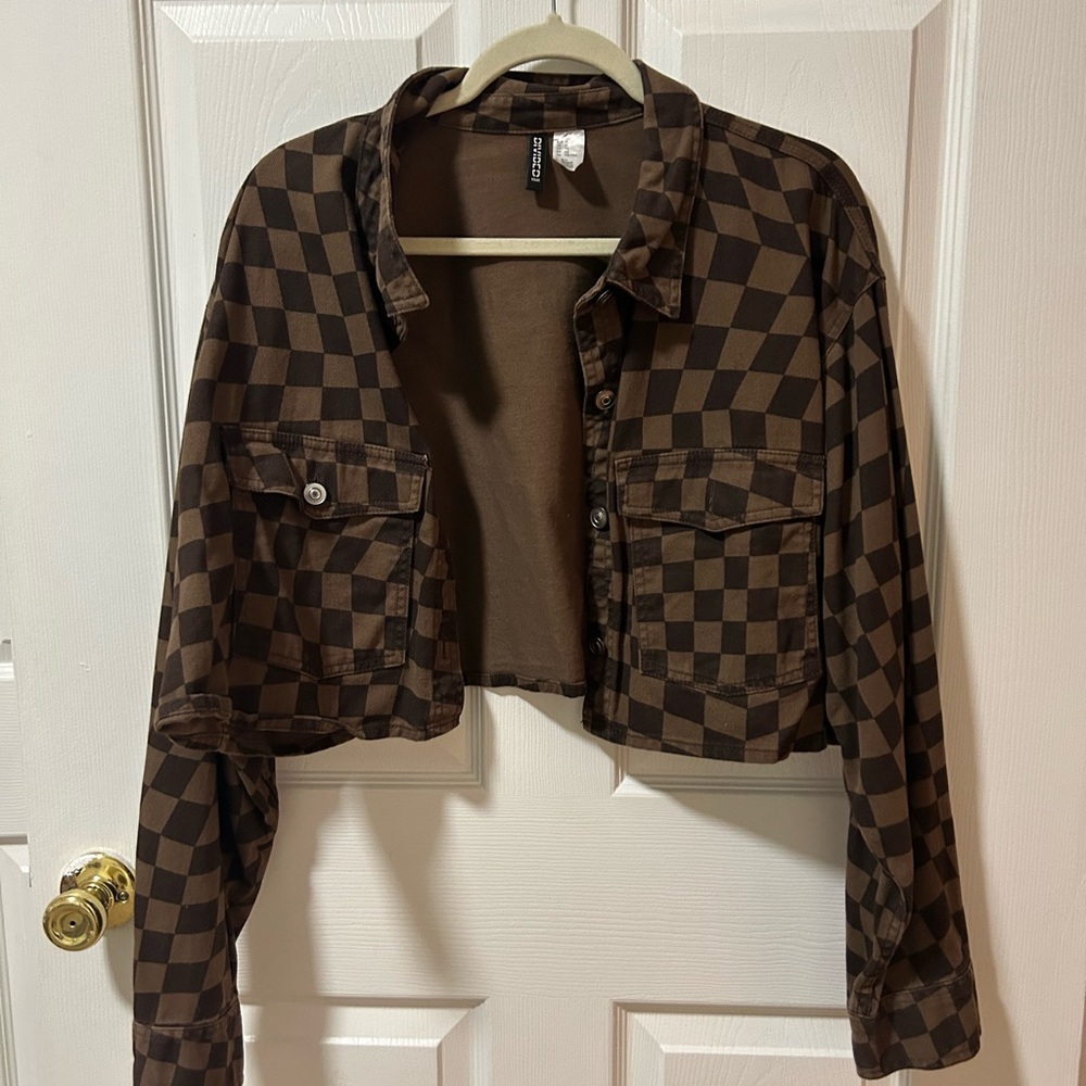 brown checkered jacket